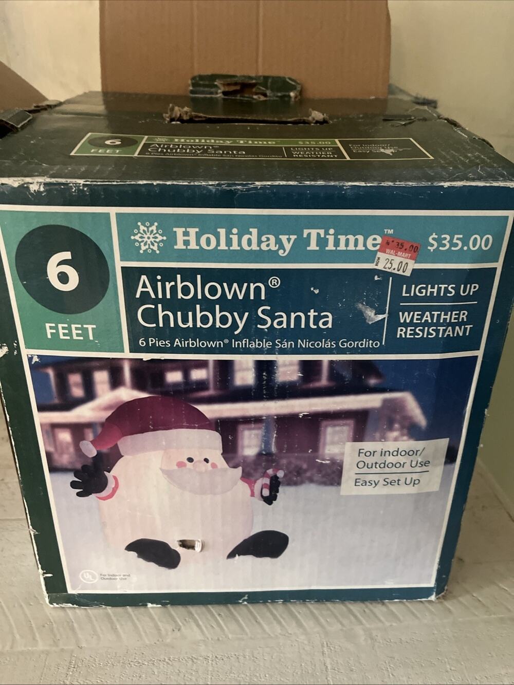 Holiday Time 6feet Air Blown Chubby Santa Christmas Inflatable